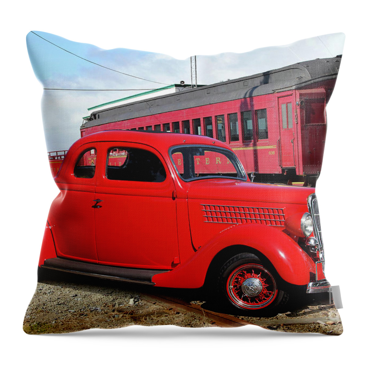 1935 Ford Deluxe Coupe Throw Pillow featuring the photograph 1935 Ford Deluxe Coupe #4 by Dave Koontz