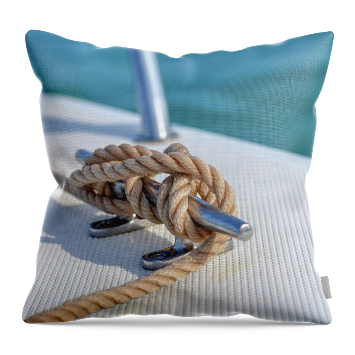 Sailors Knot Throw Pillow featuring the photograph Anchor Line #1 by Laura Fasulo