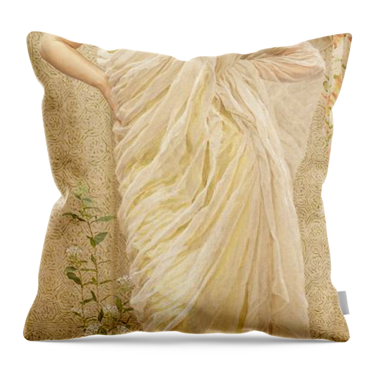 Albert Throw Pillow featuring the painting Canaries by Albert Joseph Moore