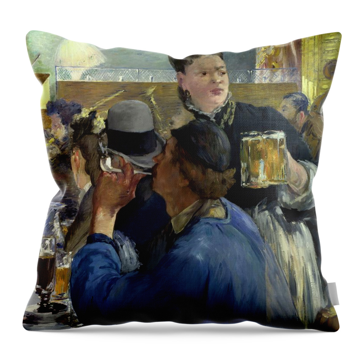 Corner Of A Cafe Throw Pillow featuring the painting Corner of a Cafe - Concert #4 by Edouard Manet