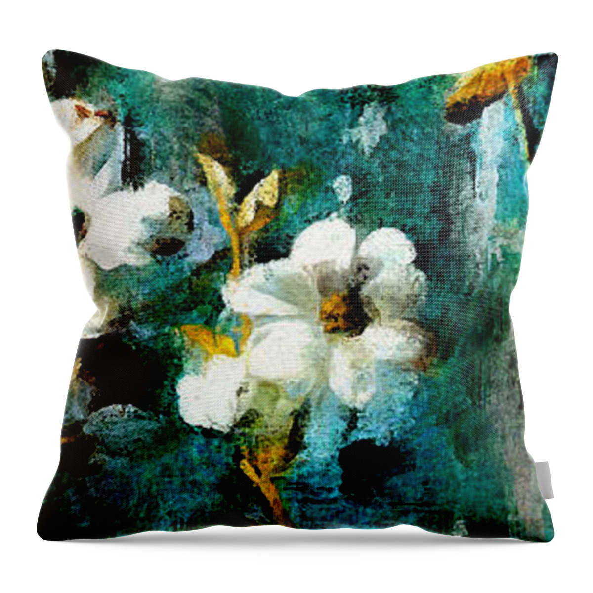 Abstract Throw Pillow featuring the digital art Flowers #5 by Galeria Trompiz