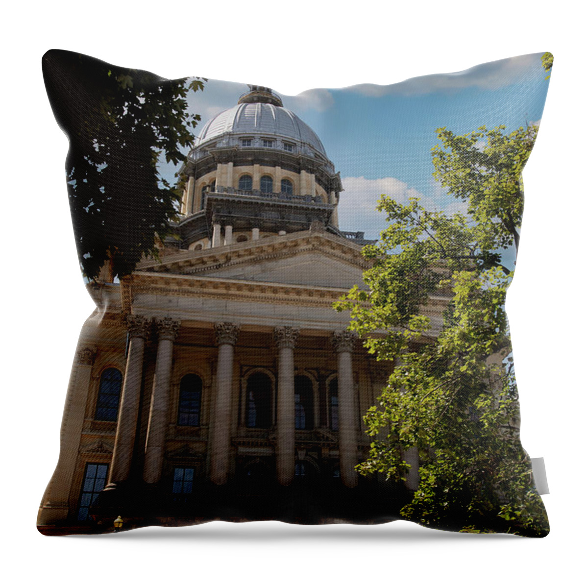 Usa Throw Pillow featuring the photograph Illinois state capitol in Springfield, Illinois #4 by Eldon McGraw