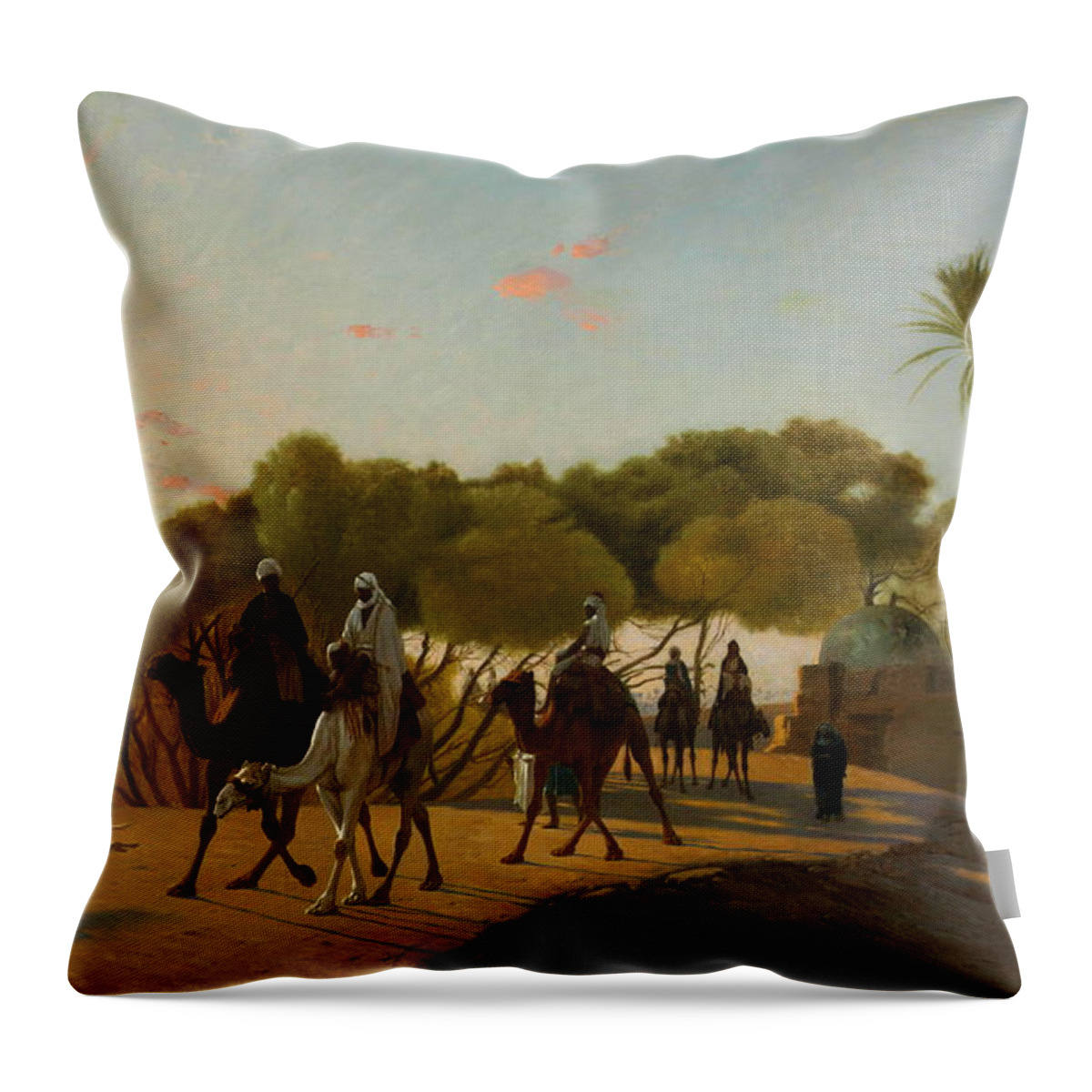 Art History Throw Pillow featuring the painting Leaving the oasis #4 by Jean-Leon Gerome