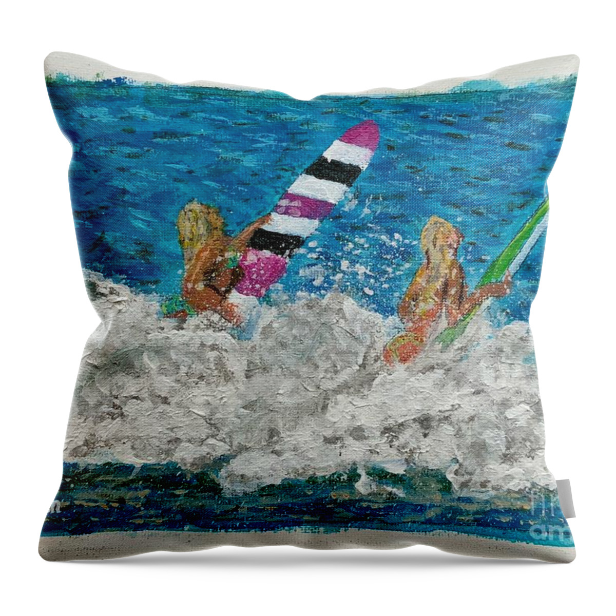 Surfing Malibu Throw Pillow featuring the photograph Surfing Malibu #4 by Marc Bittan