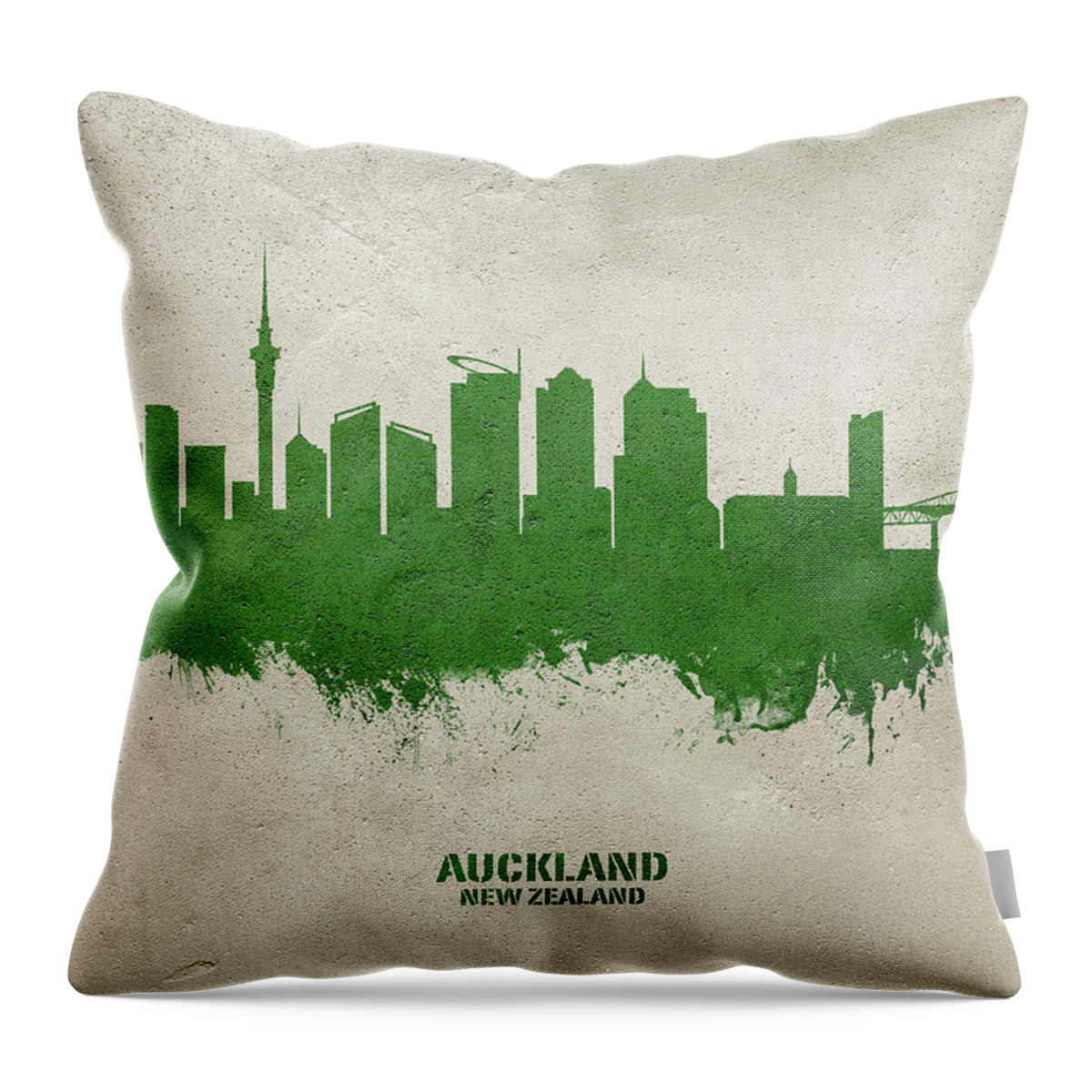Auckland Throw Pillow featuring the digital art Auckland New Zealand Skyline #40 by Michael Tompsett