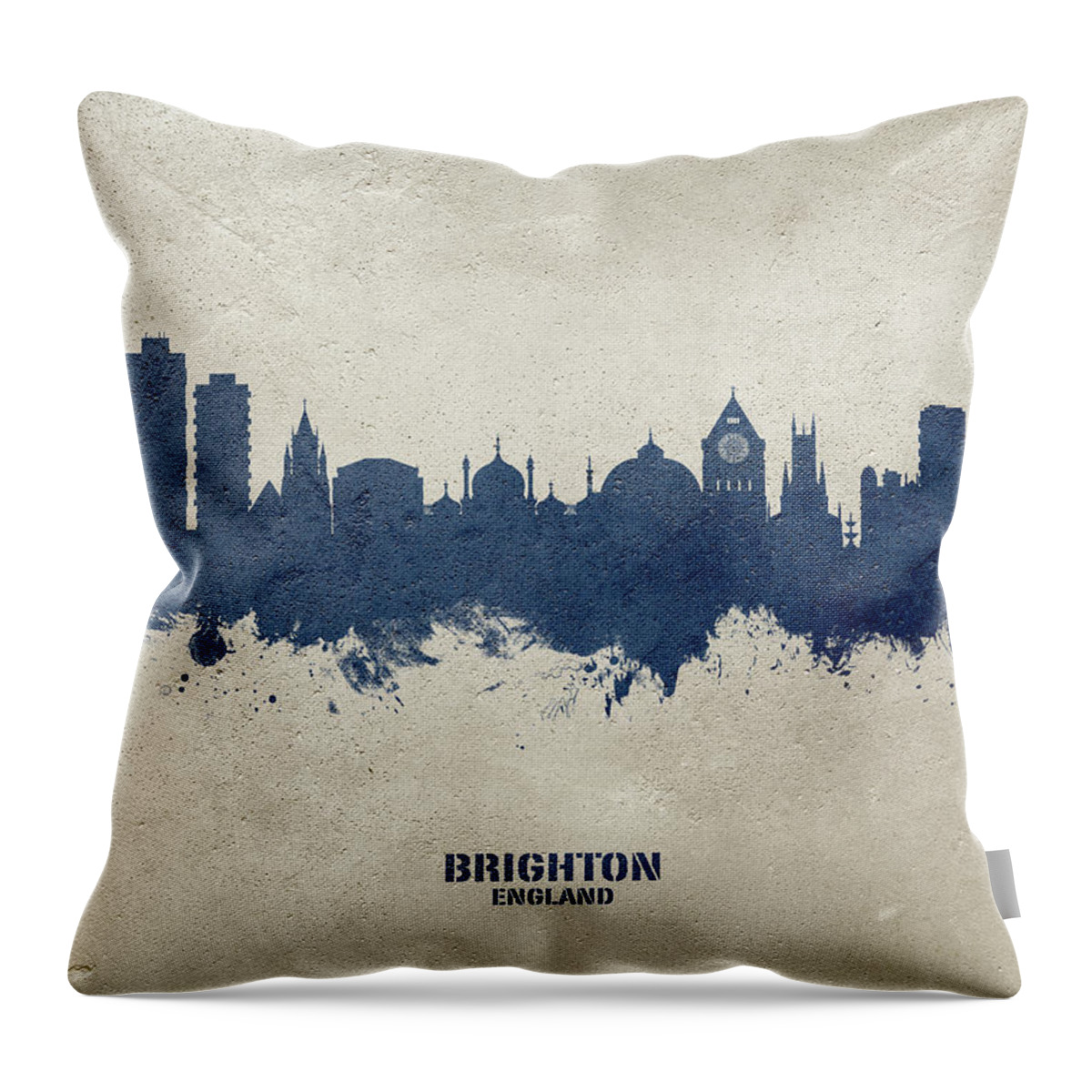 Brighton Throw Pillow featuring the digital art Brighton England Skyline #40 by Michael Tompsett