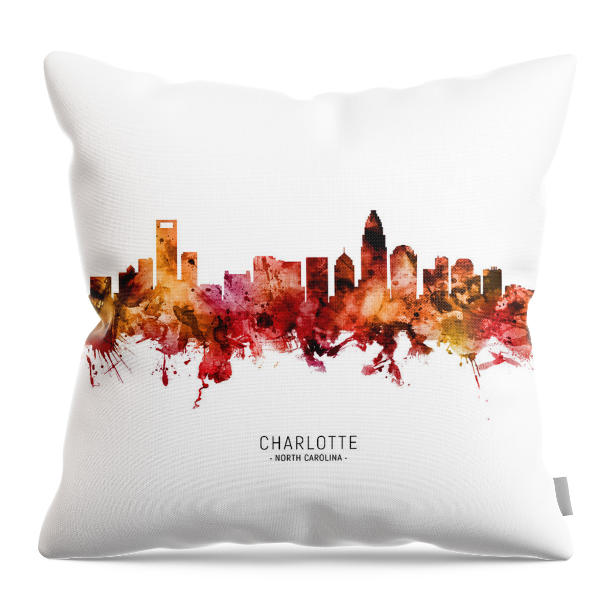 Charlotte Throw Pillow featuring the digital art Charlotte North Carolina Skyline #41 by Michael Tompsett