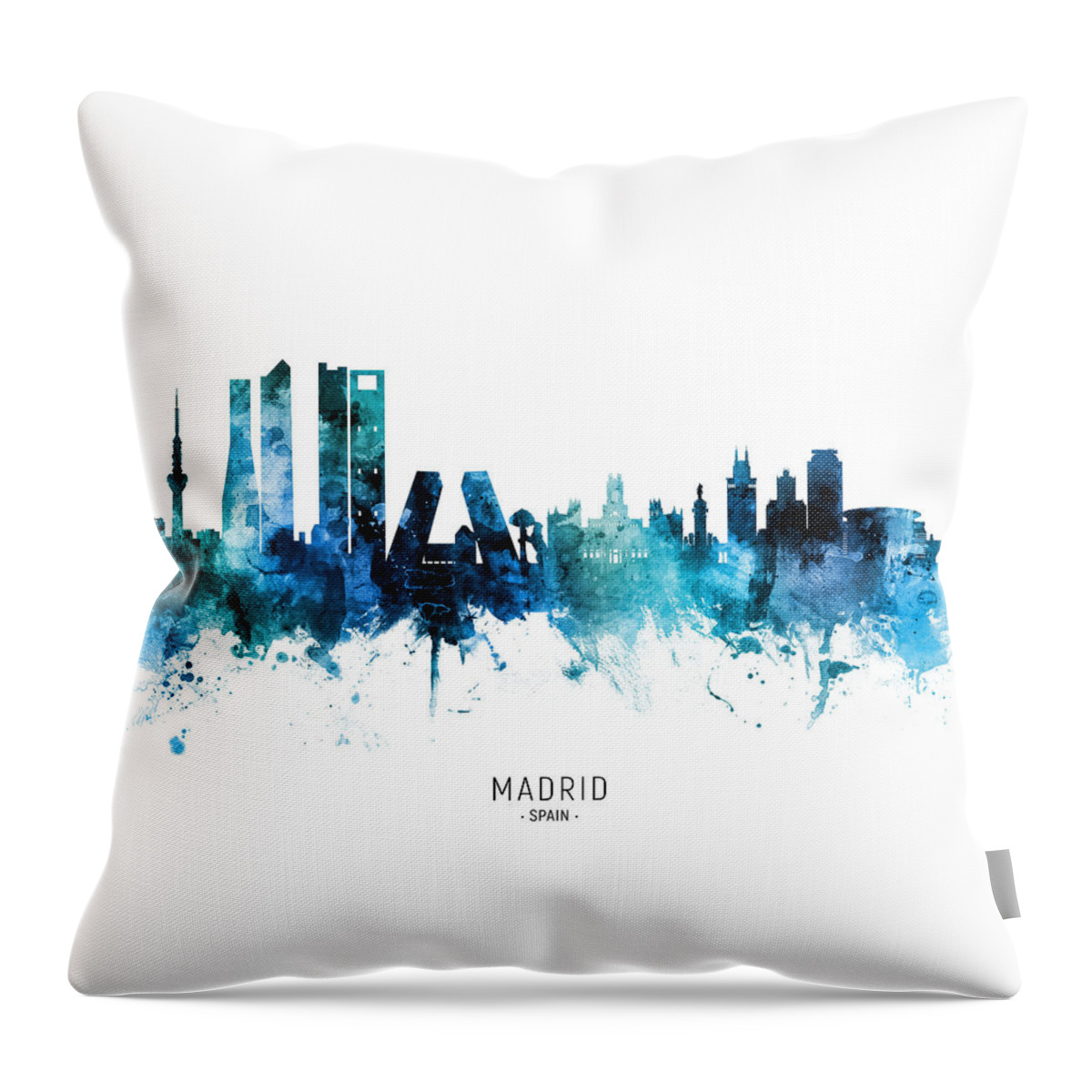 Madrid Throw Pillow featuring the digital art Madrid Spain Skyline #43 by Michael Tompsett