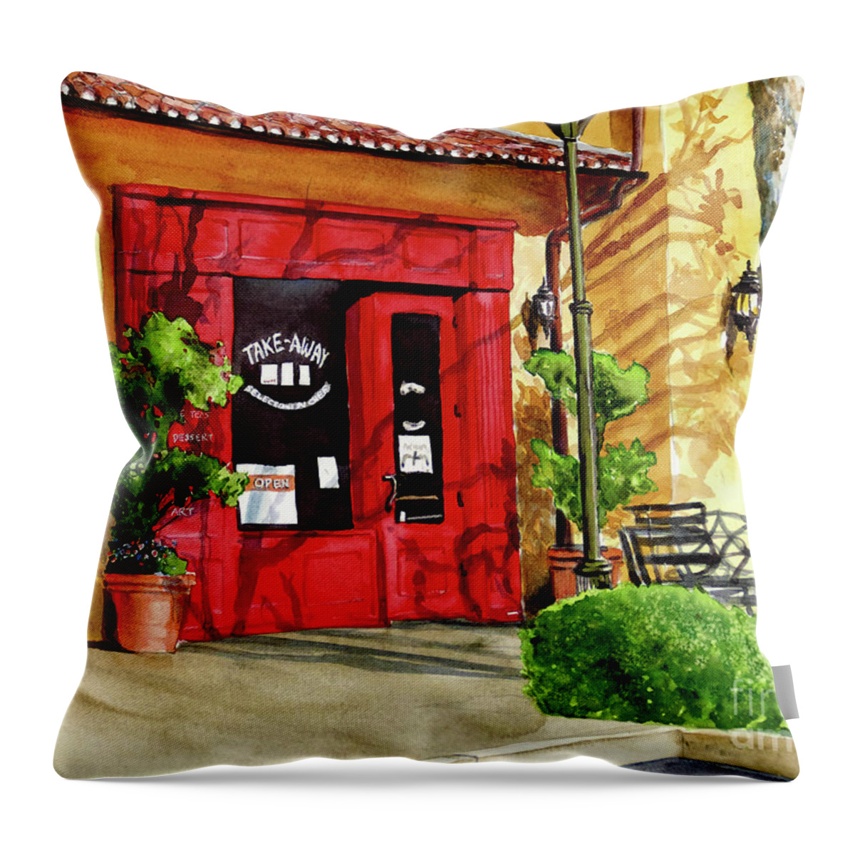 Placer Arts Throw Pillow featuring the painting #440 Doorway #440 by William Lum