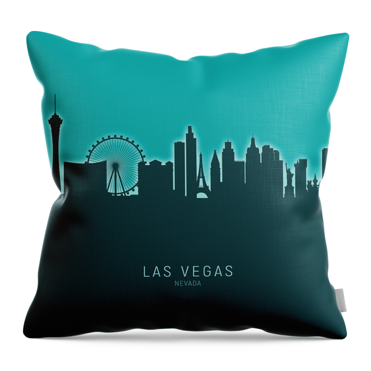 Las Vegas Throw Pillow featuring the digital art Las Vegas Nevada Skyline #48 by Michael Tompsett