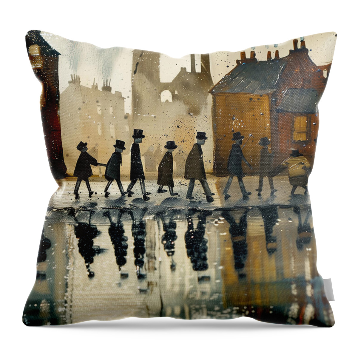  Throw Pillow featuring the mixed media Matchstalk Men #48 by Stephen Smith Galleries