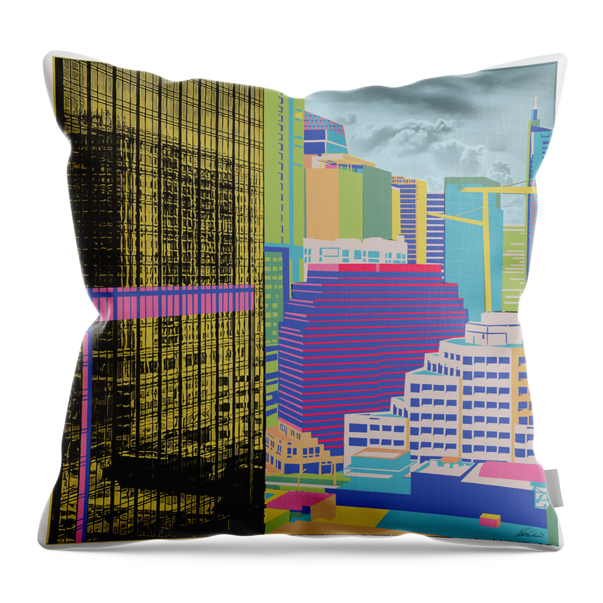 Square Art Throw Pillow featuring the digital art 4th and Colorado by Brian Kirchner