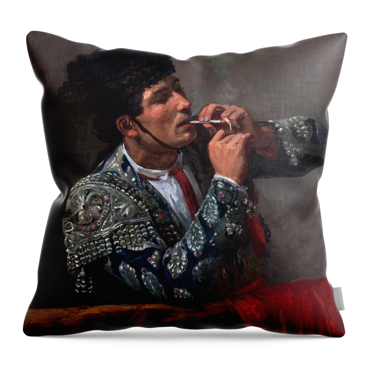 After The Bullfight Throw Pillow featuring the painting After the Bullfight #5 by Mary Cassatt