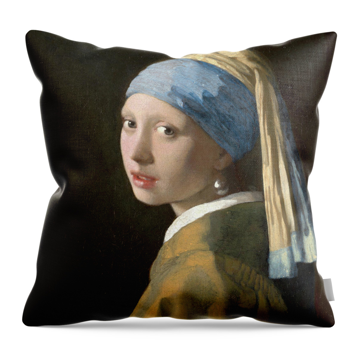 Girl Throw Pillow featuring the painting Girl with a Pearl Earring #15 by Johannes Vermeer
