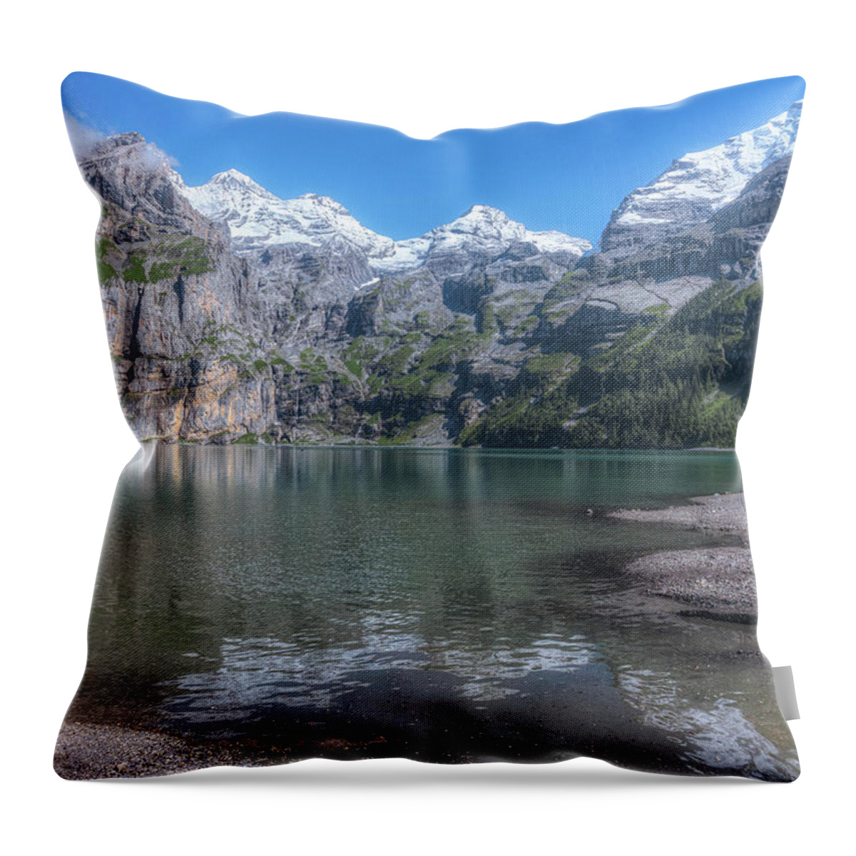 Oeschinen Lake Throw Pillow featuring the photograph Oeschinen Lake - Switzerland #5 by Joana Kruse