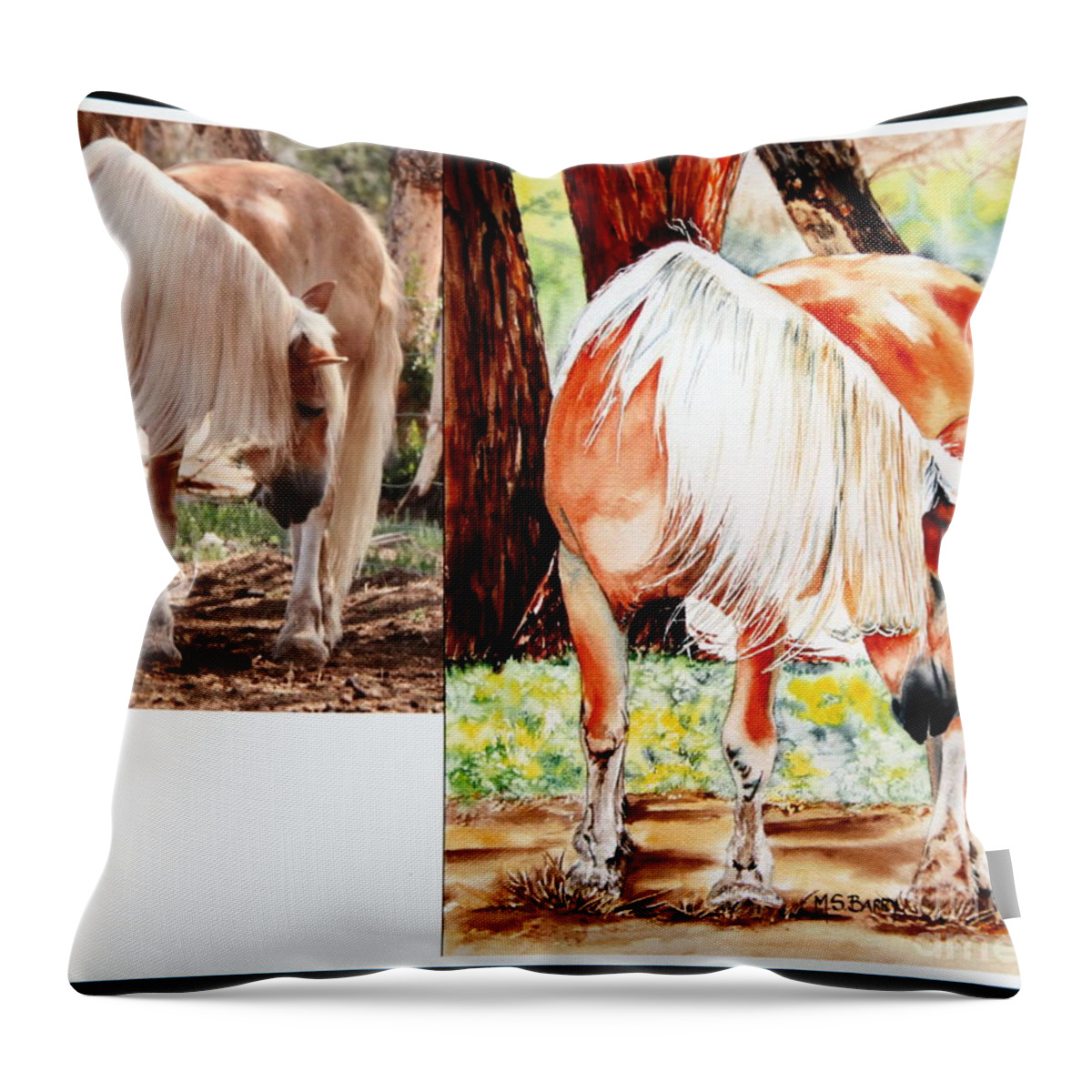  Throw Pillow featuring the painting Pet Portrait Commission #6 by Maria Barry