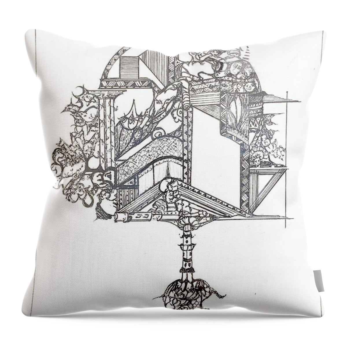  Throw Pillow featuring the drawing Pjc Soc #5 by Peter Colangelo