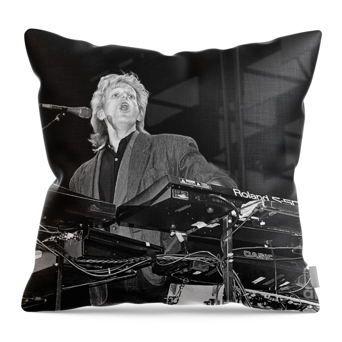 Singer Throw Pillow featuring the photograph Rob Hyman - The Hooters #5 by Concert Photos