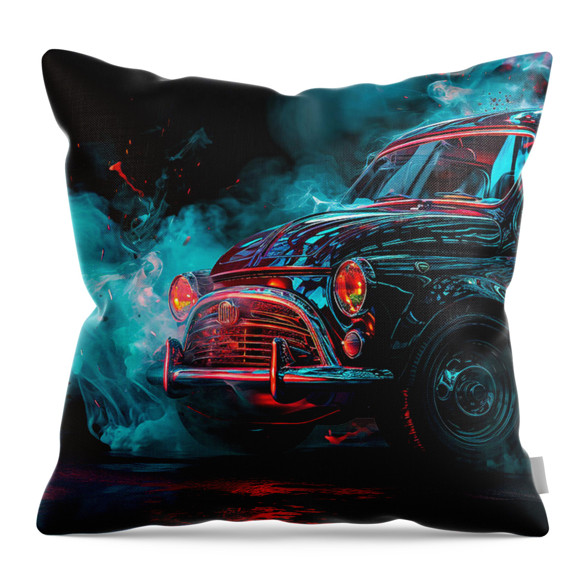 Car Throw Pillow featuring the digital art 500L Adventure Fiat 500L MPW in Epic Smoke Trails by Clark Leffler
