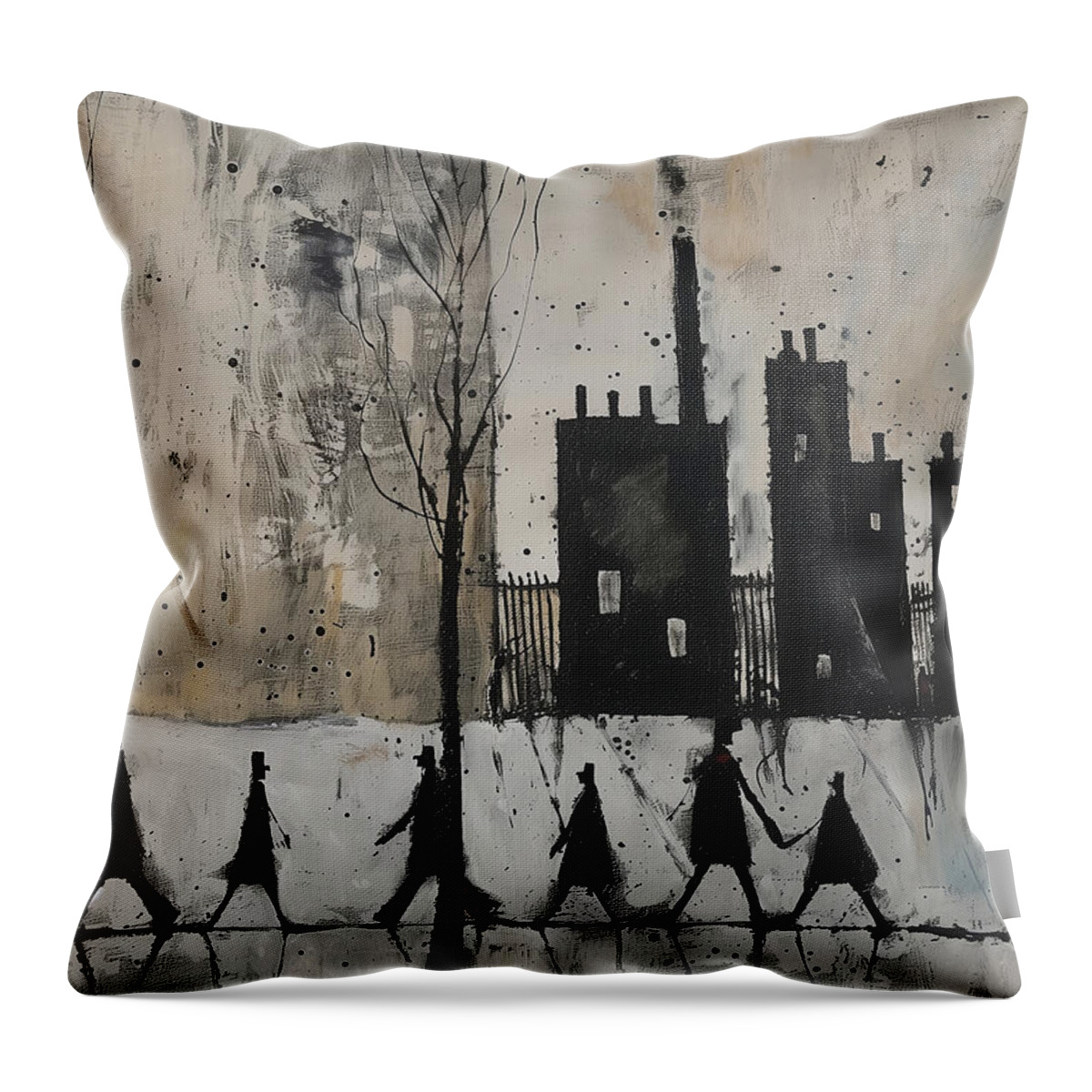  Throw Pillow featuring the mixed media Matchstalk Men #54 by Stephen Smith Galleries