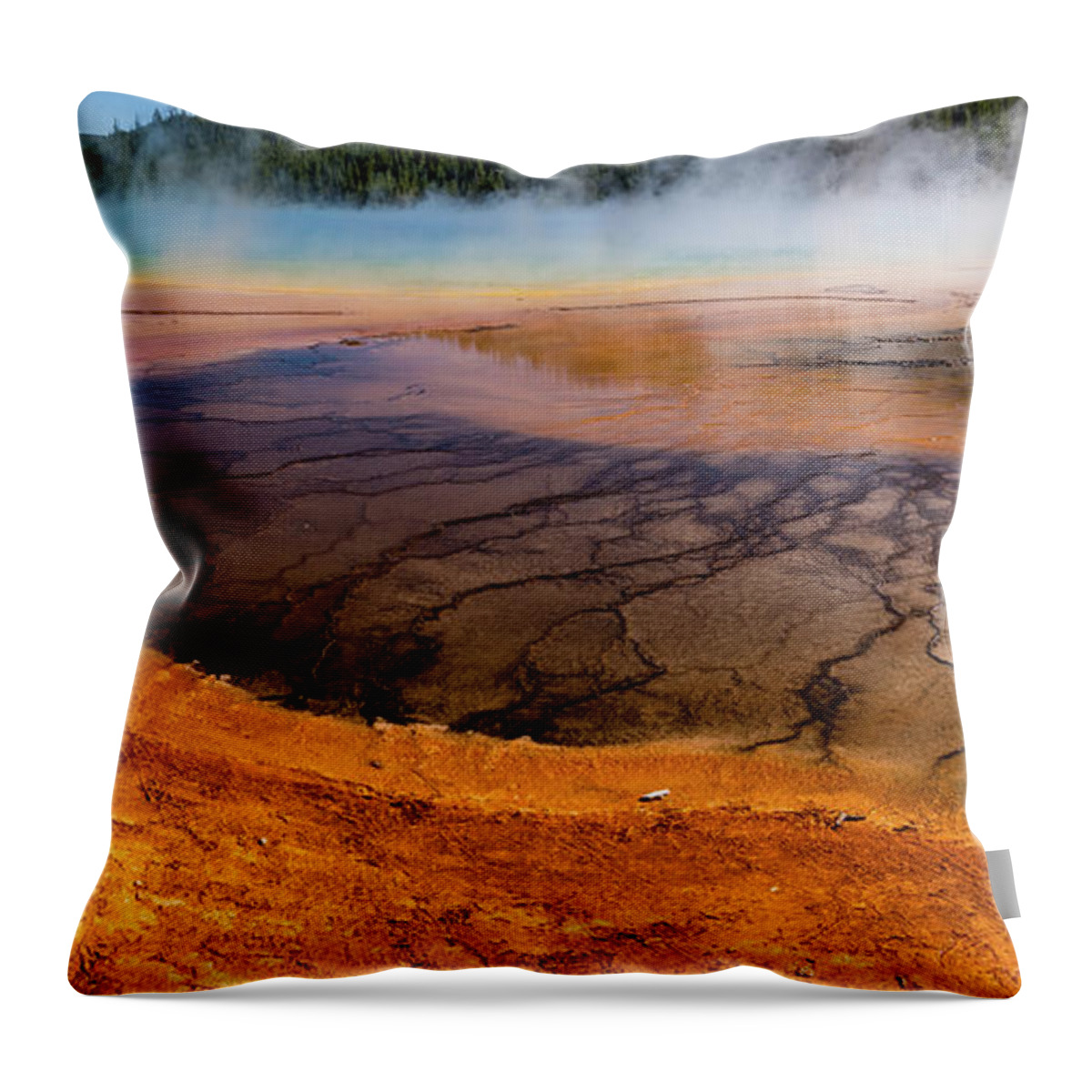 Travel Throw Pillow featuring the photograph Grand Prismatic Spring in Yellowstone National Park #55 by Alex Grichenko