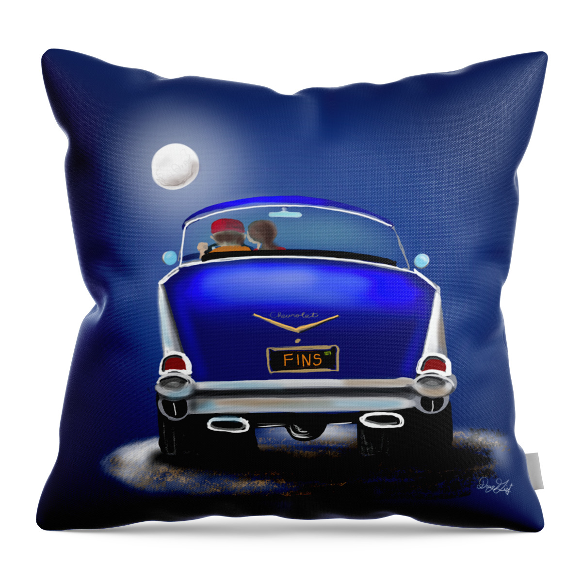 55 Throw Pillow featuring the digital art 57 Bel Air Watching the Moon Set by Doug Gist