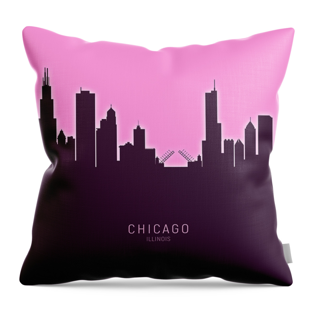 Chicago Throw Pillow featuring the digital art Chicago Illinois Skyline #59 by Michael Tompsett