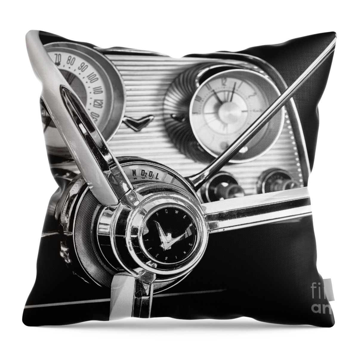 Ford Throw Pillow featuring the photograph '59 T-Bird Dash #59 by Dennis Hedberg