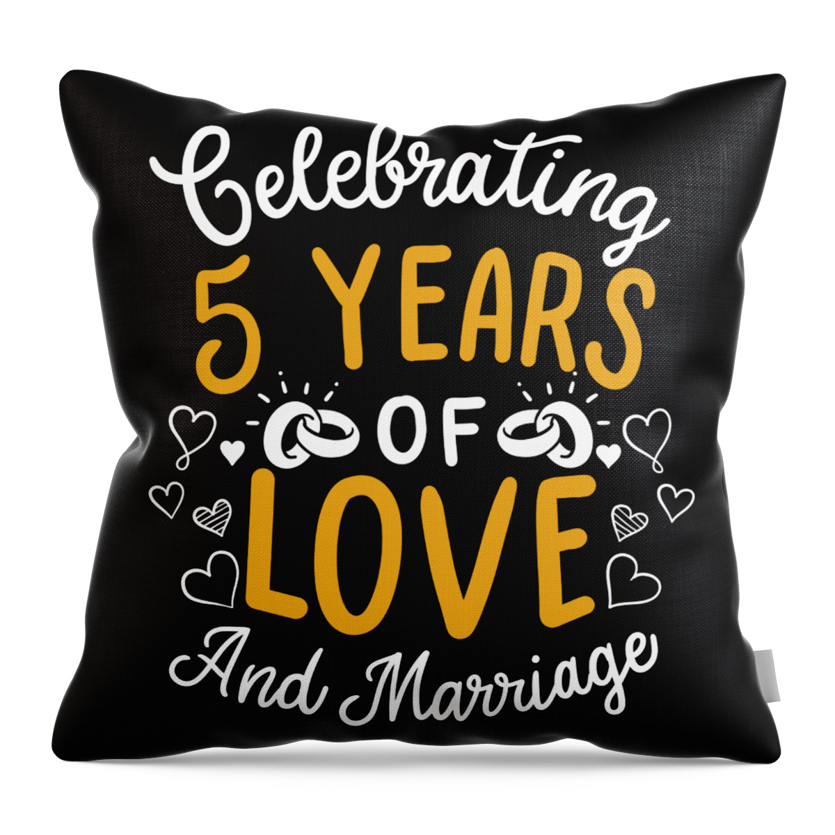 5th Wedding Anniversary Throw Pillow featuring the digital art 5th Wedding Anniversary - 5 Years Of Love And Marriage by Haselshirt