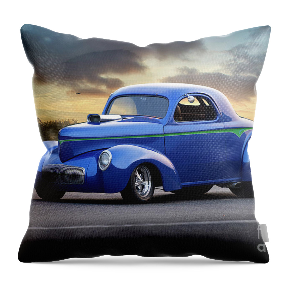 1941 Willys Coupe Throw Pillow featuring the photograph 1941 Willys 'Three-Window' Coupe #6 by Dave Koontz