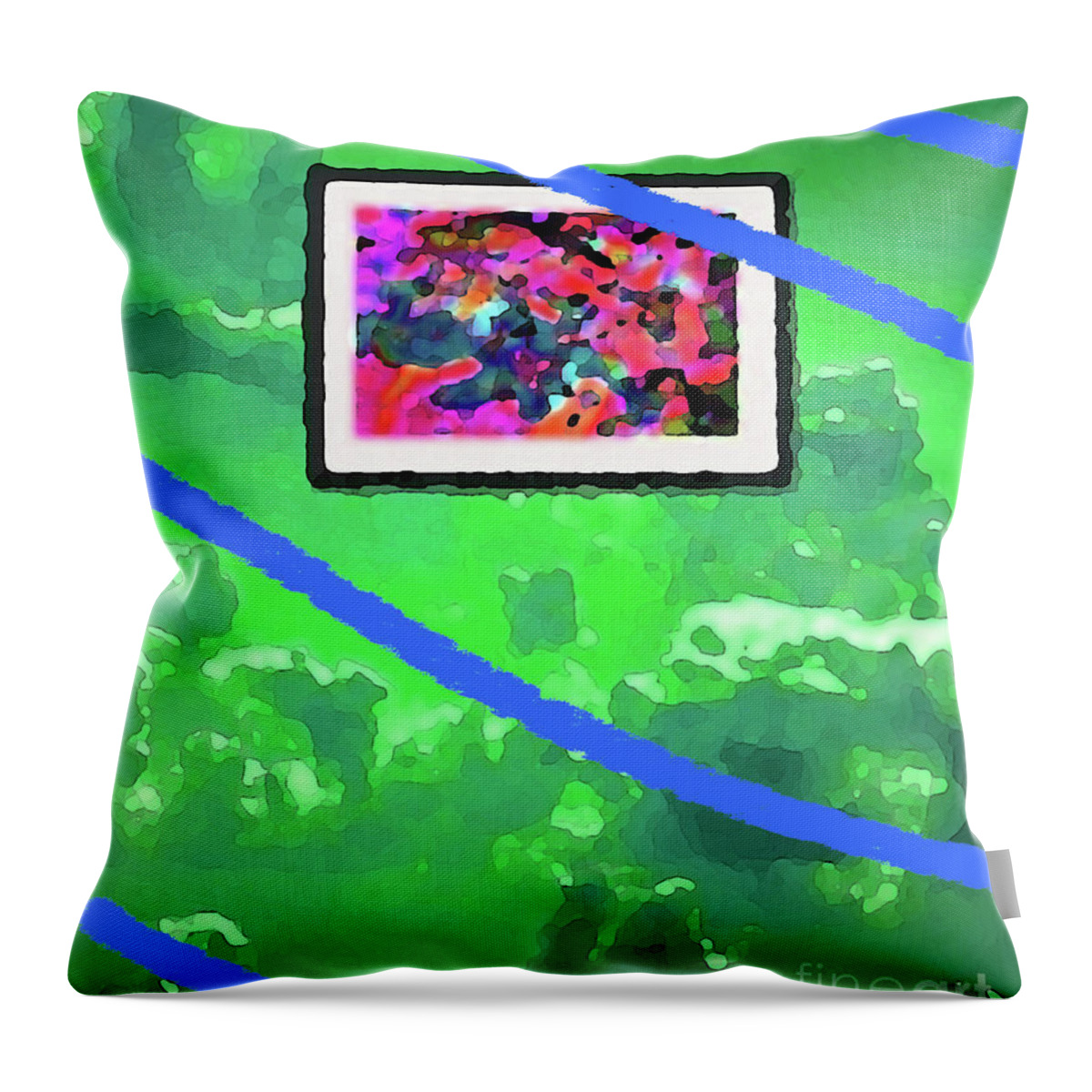 Walter Paul Bebirian: The Bebirian Art Collection Throw Pillow featuring the digital art 6-22-2011habc by Walter Paul Bebirian
