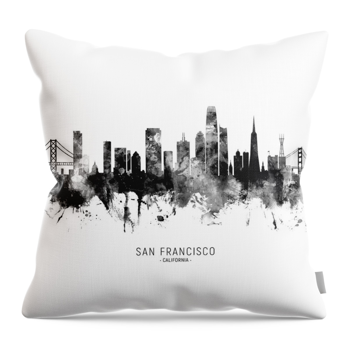 San Francisco Throw Pillow featuring the digital art San Francisco California Skyline #6 by Michael Tompsett