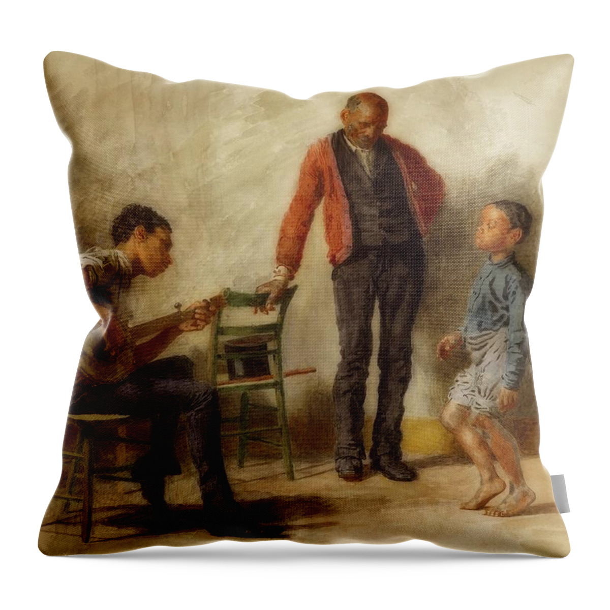 Dancing Lesson Throw Pillow featuring the painting The Dancing Lesson #6 by Thomas Eakins