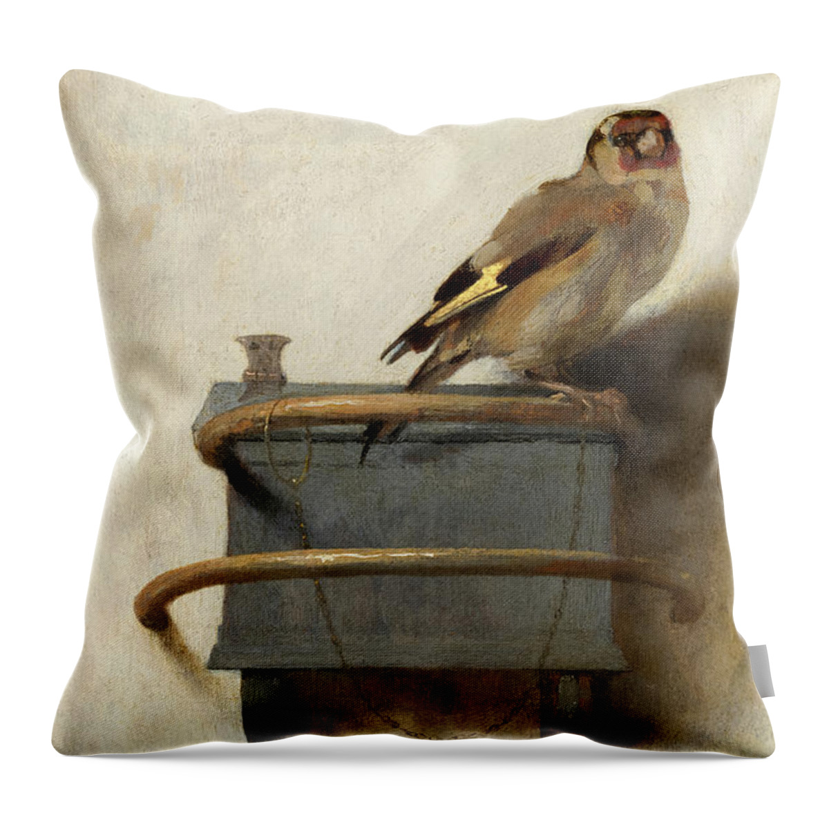 Owl Throw Pillow featuring the painting The Goldfinch #6 by Carel Fabritius