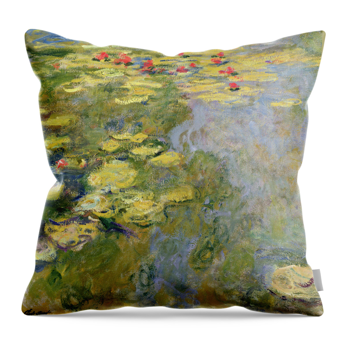 Impressionism Throw Pillow featuring the painting The Waterlily Pond by Claude Monet