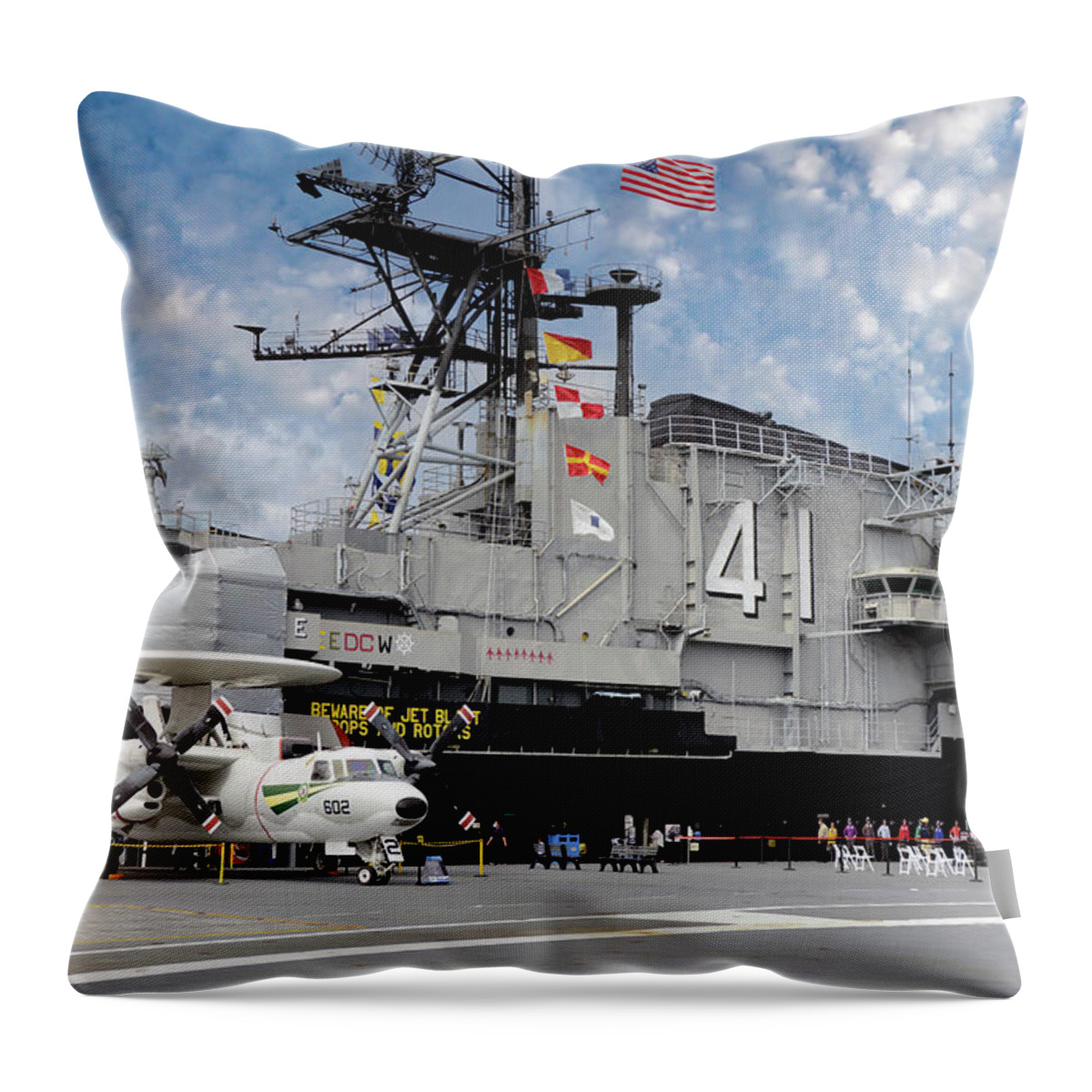 Uss Midway Throw Pillow featuring the photograph USS Midway #5 by Chris Smith