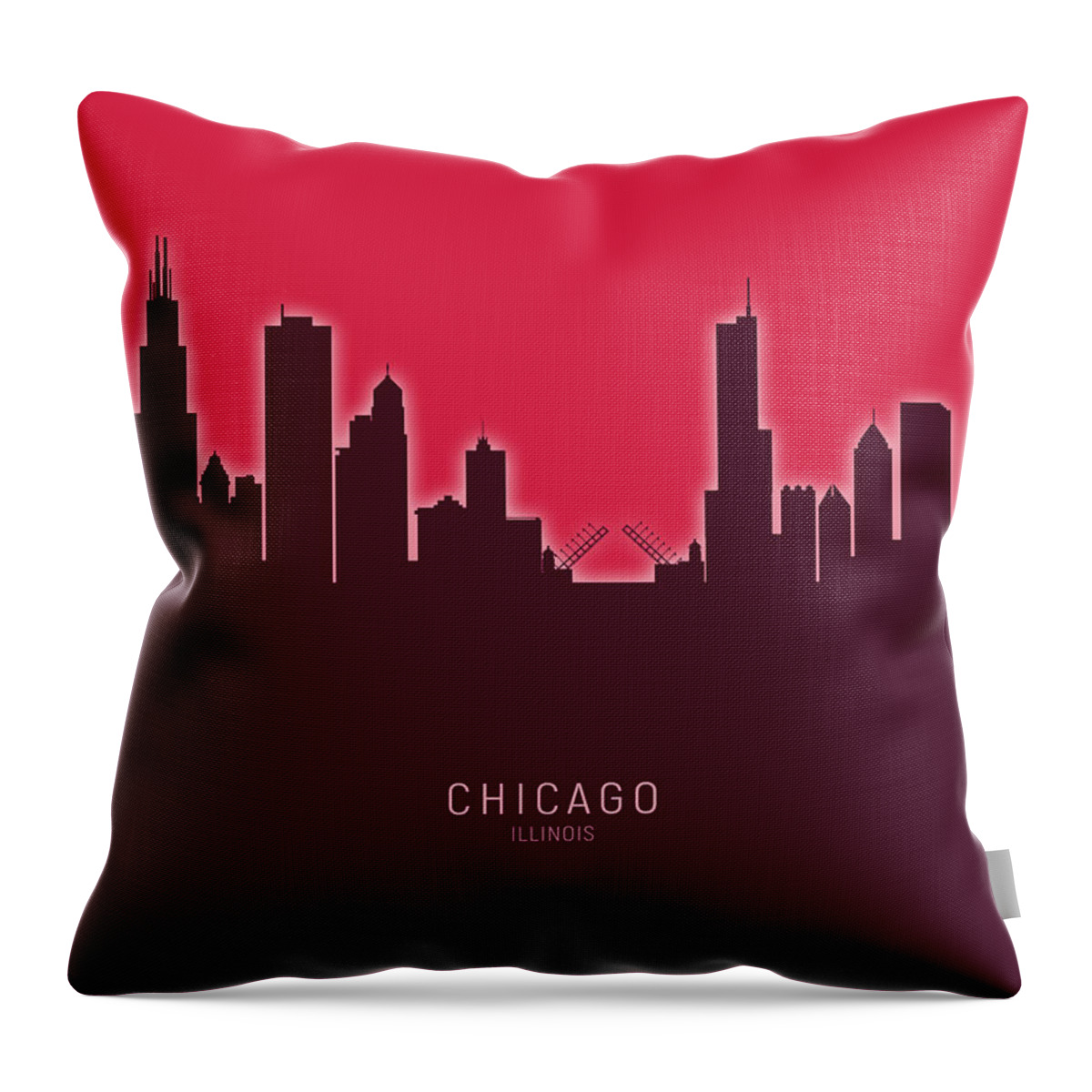 Chicago Throw Pillow featuring the digital art Chicago Illinois Skyline #60 by Michael Tompsett