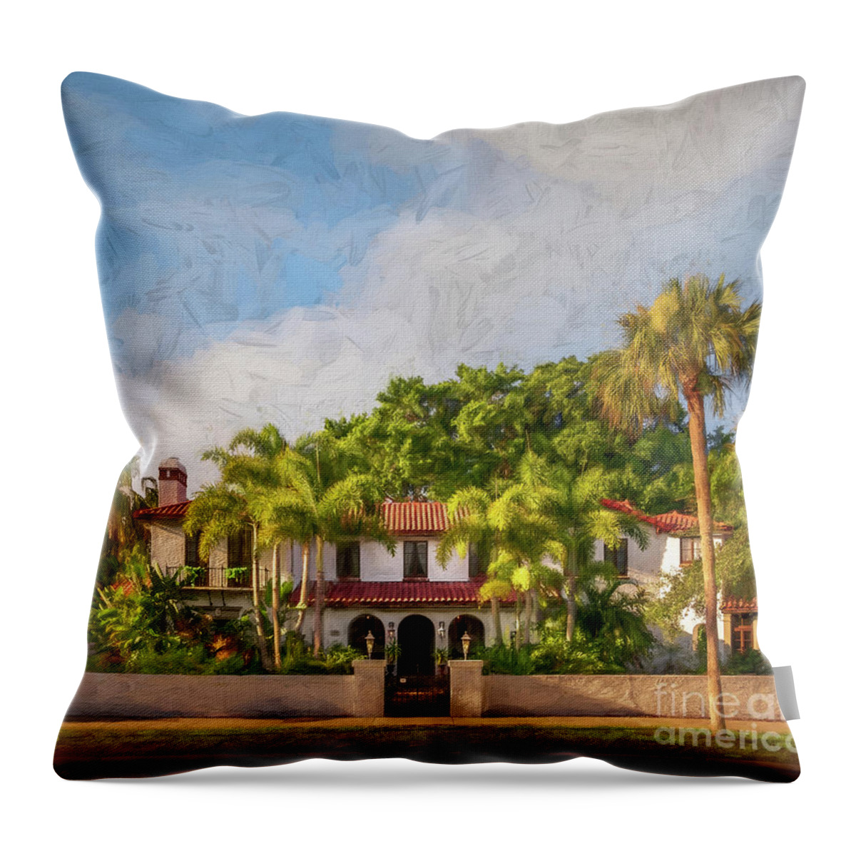 613 W Venice Ave Throw Pillow featuring the photograph 613 W Venice Ave, Venice, Florida, Painterly 3 by Liesl Walsh