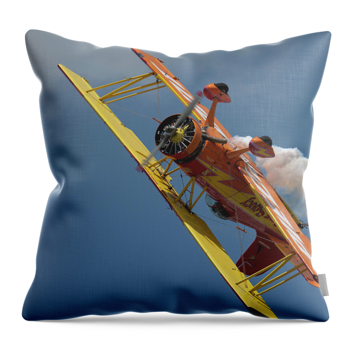 Red Throw Pillow featuring the photograph Red and Yellow Airplane #8 by Carolyn Hutchins
