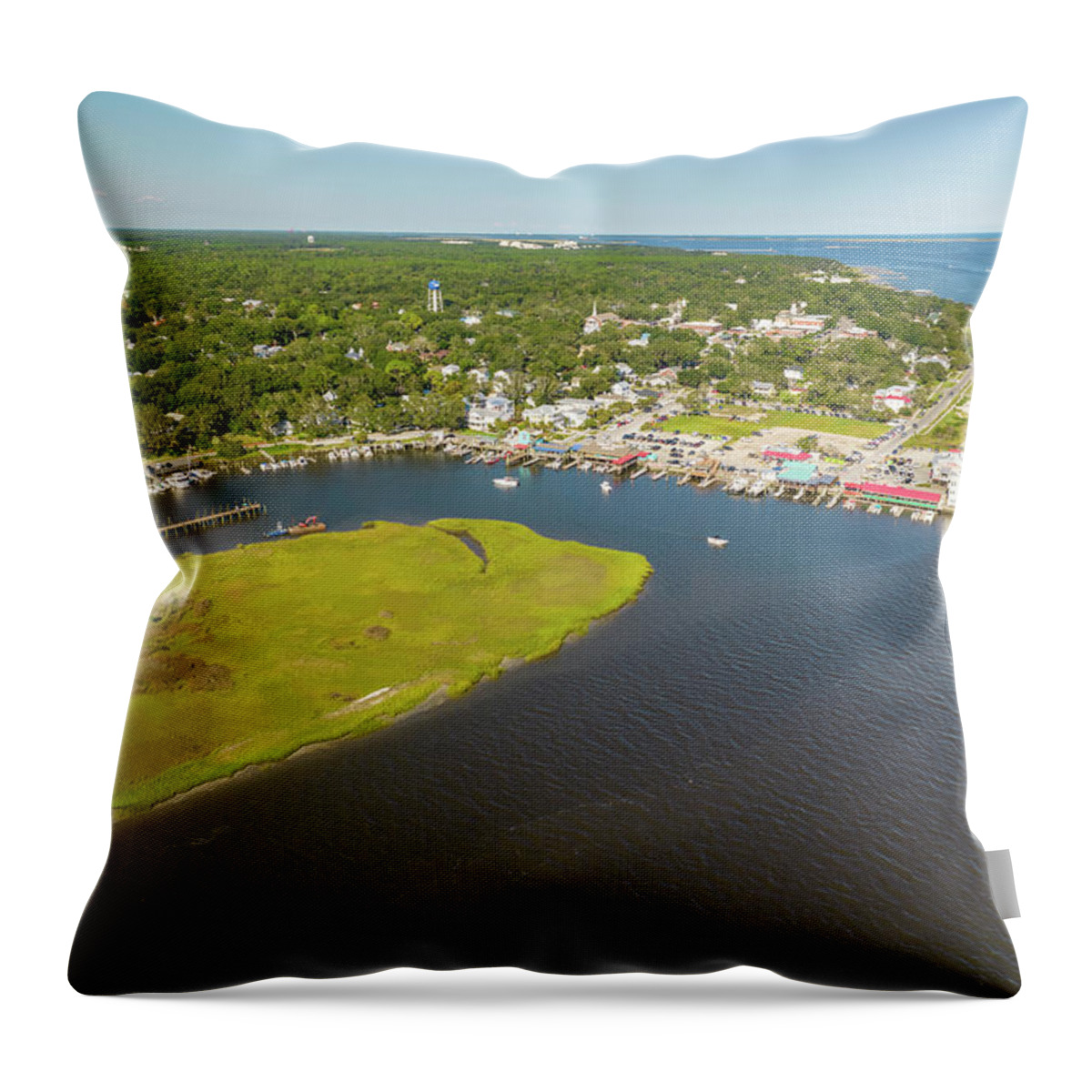 Aerial Throw Pillow featuring the photograph Southport, NC #7 by Dave Guy