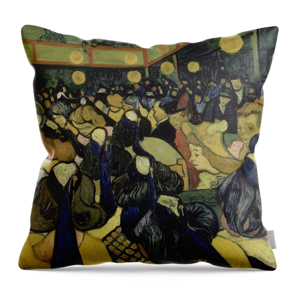 The Dance Hall In Arles Throw Pillow featuring the painting The Dance Hall in Arles #7 by Vincent van Gogh