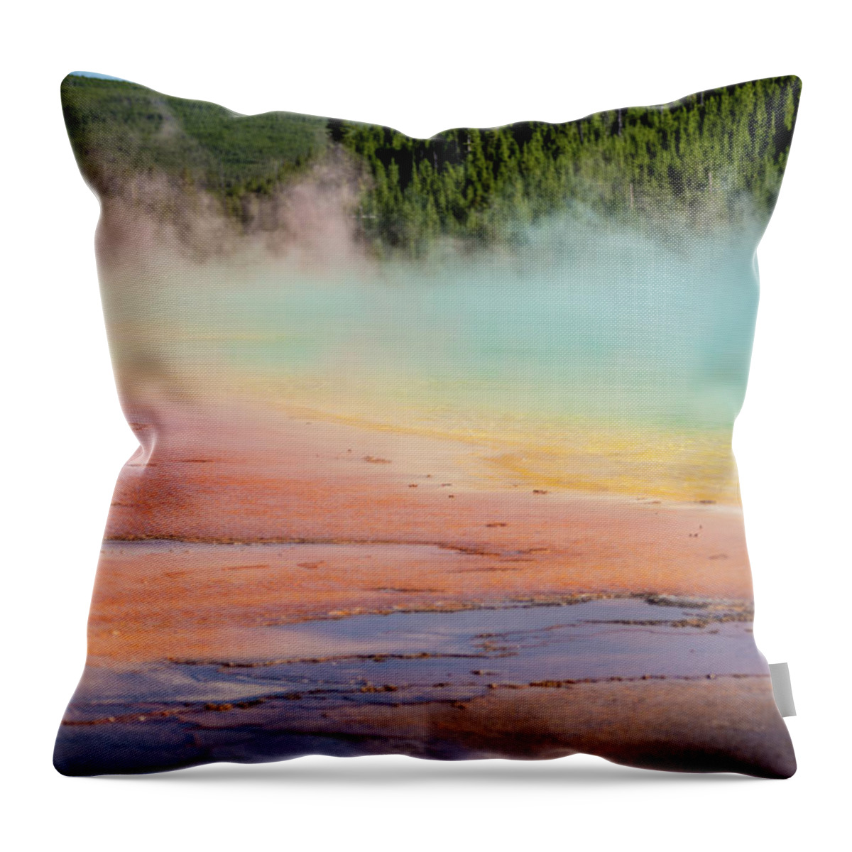 Travel Throw Pillow featuring the photograph Grand Prismatic Spring in Yellowstone National Park #71 by Alex Grichenko