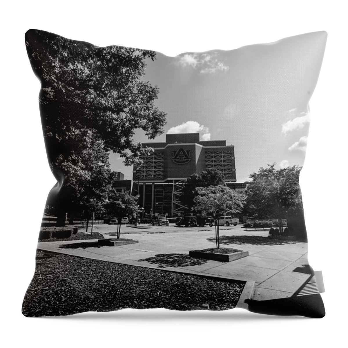 Auburn Tigers Throw Pillow featuring the photograph Entrance view of Jordan Hare Stadium at Auburn University by Eldon McGraw