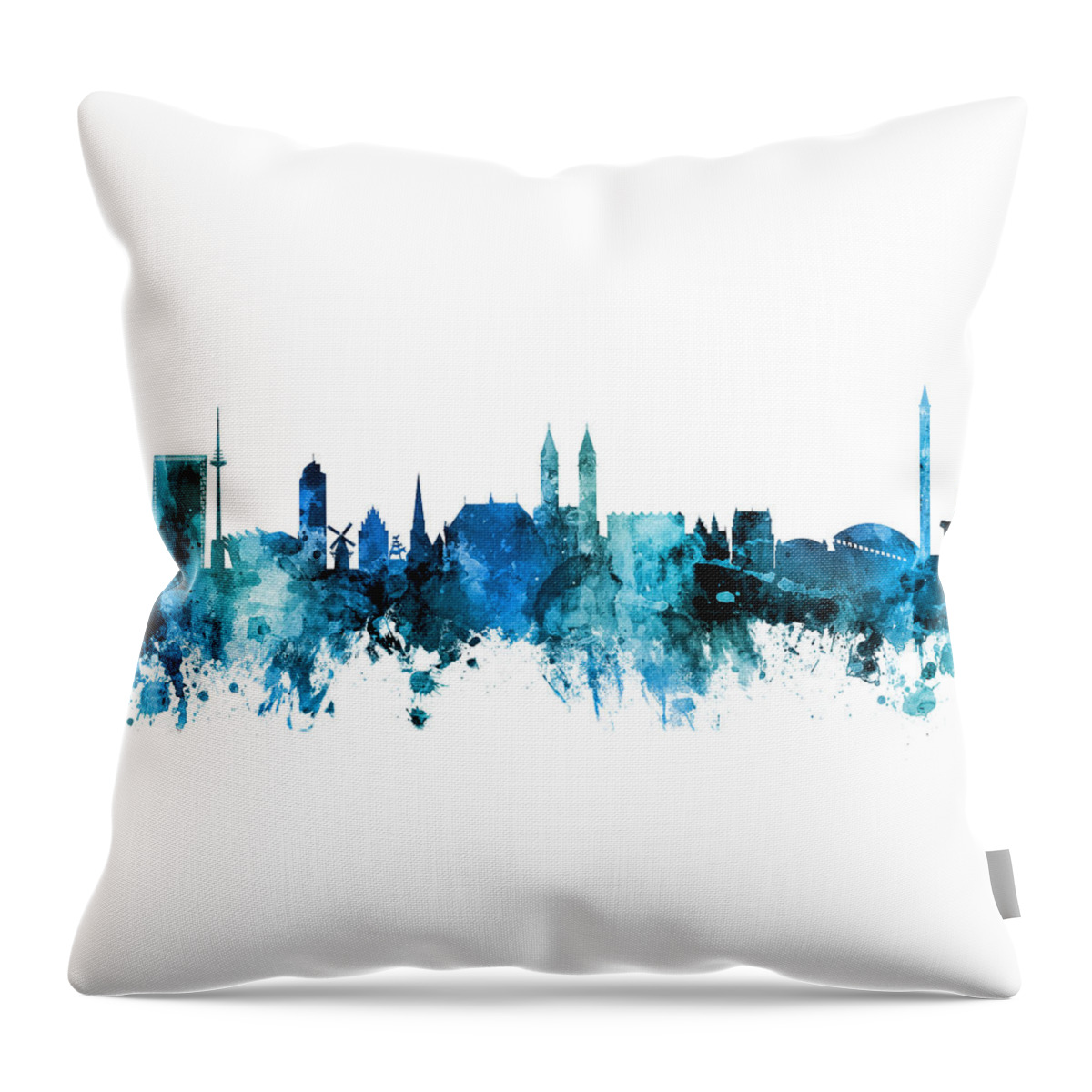 Bremen Throw Pillow featuring the digital art Bremen Germany Skyline #8 by Michael Tompsett