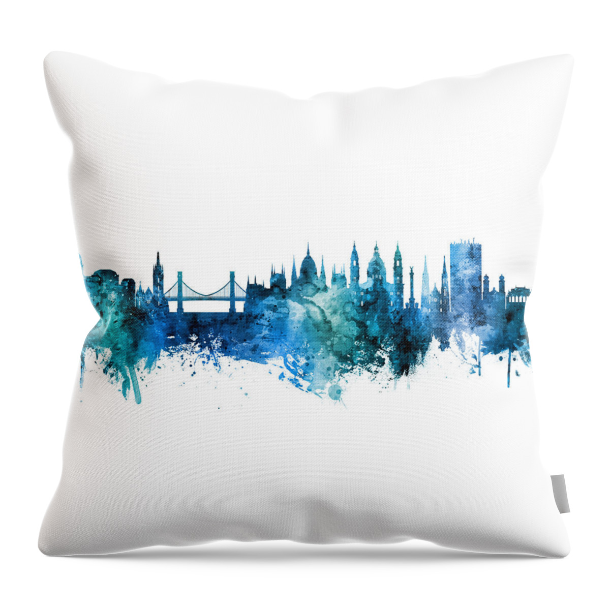 Budapest Throw Pillow featuring the digital art Budapest Hungary Skyline #8 by Michael Tompsett