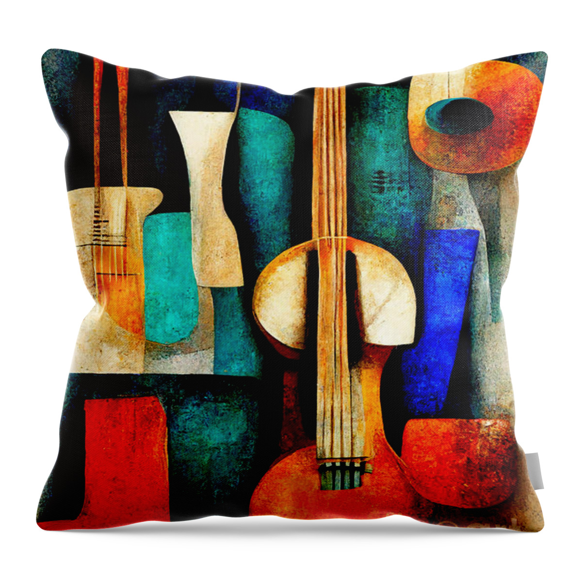 Music Throw Pillow featuring the digital art Music everywhere #8 by Sabantha