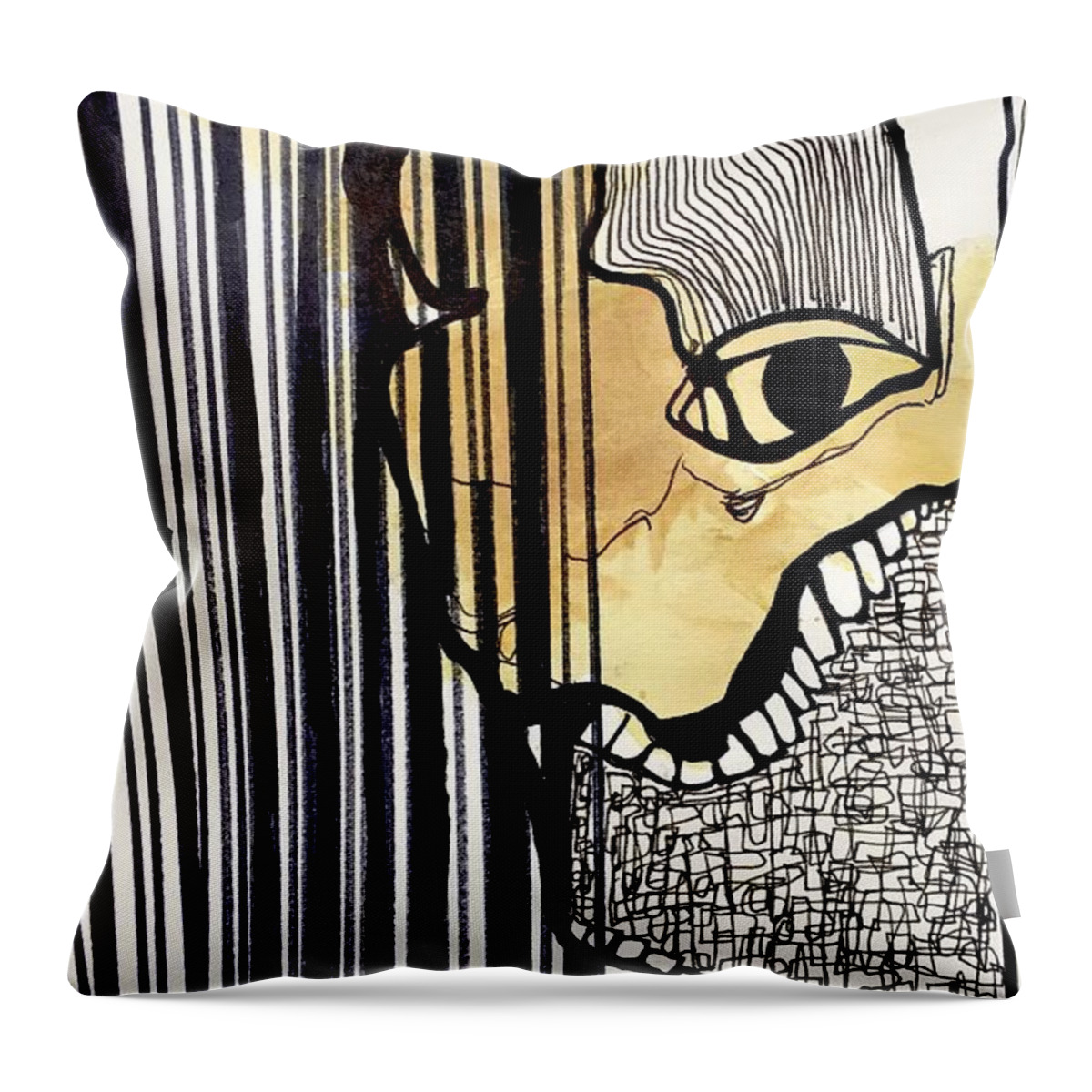 Contemporary Art Throw Pillow featuring the drawing Untitled #8 by Jeremiah Ray