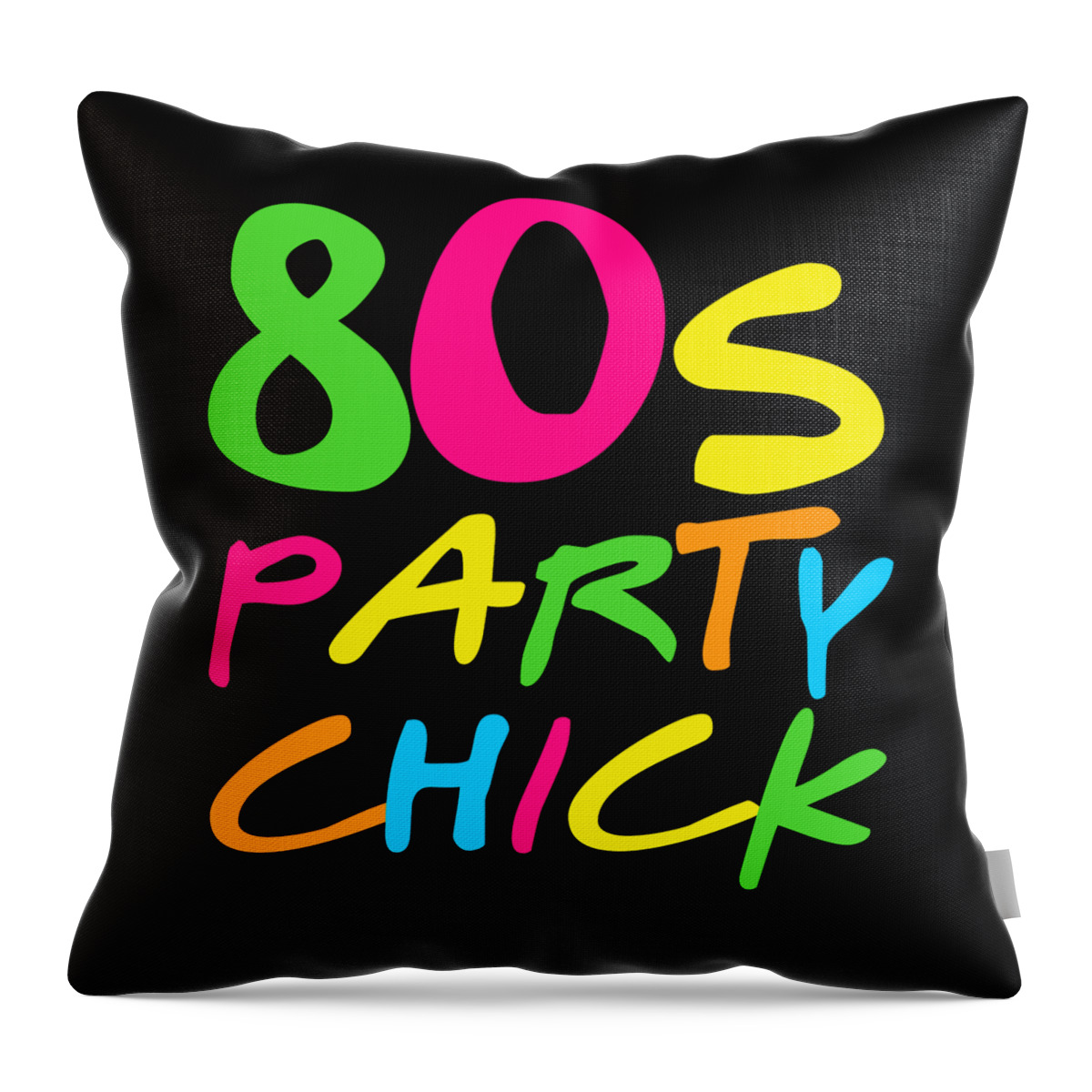 Funny Throw Pillow featuring the digital art 80s Party Chick by Flippin Sweet Gear