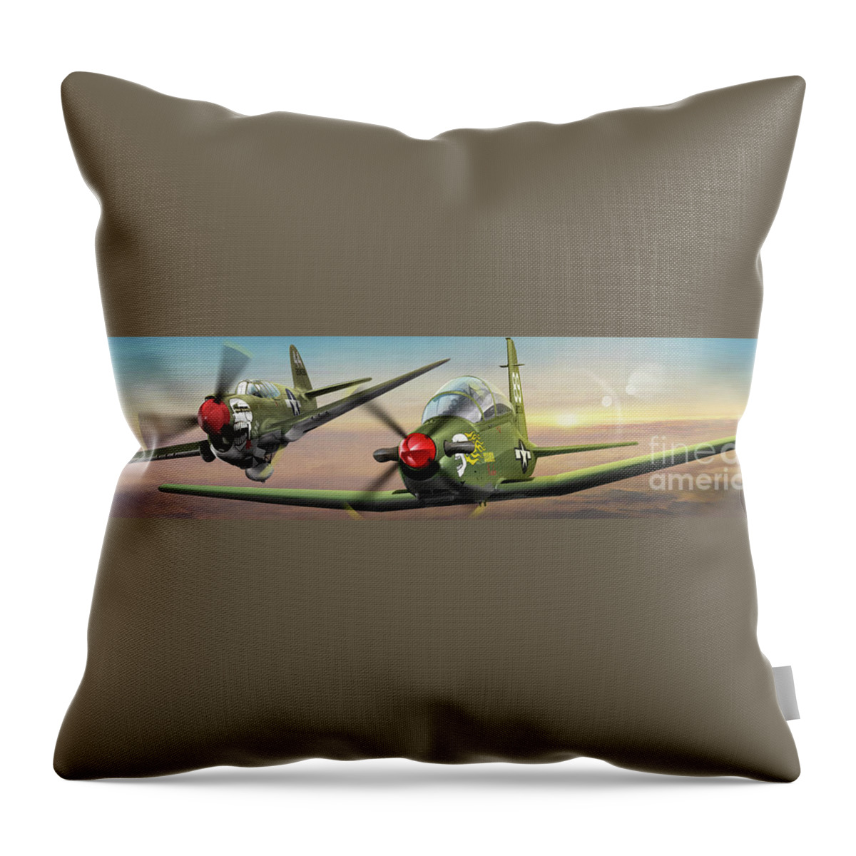 P40 Throw Pillow featuring the digital art 89th FTW Screamin' Banshees by SORROW Gallery