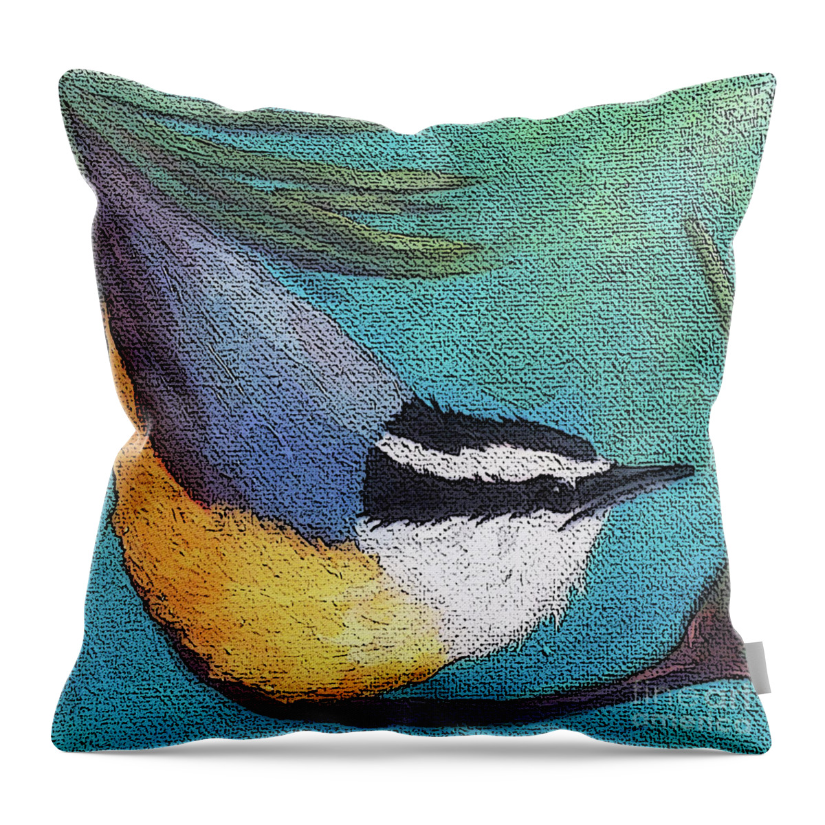 Bird Throw Pillow featuring the painting 9 Nuthatch by Victoria Page